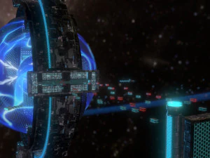 Space station planetary scale animated 3D Model