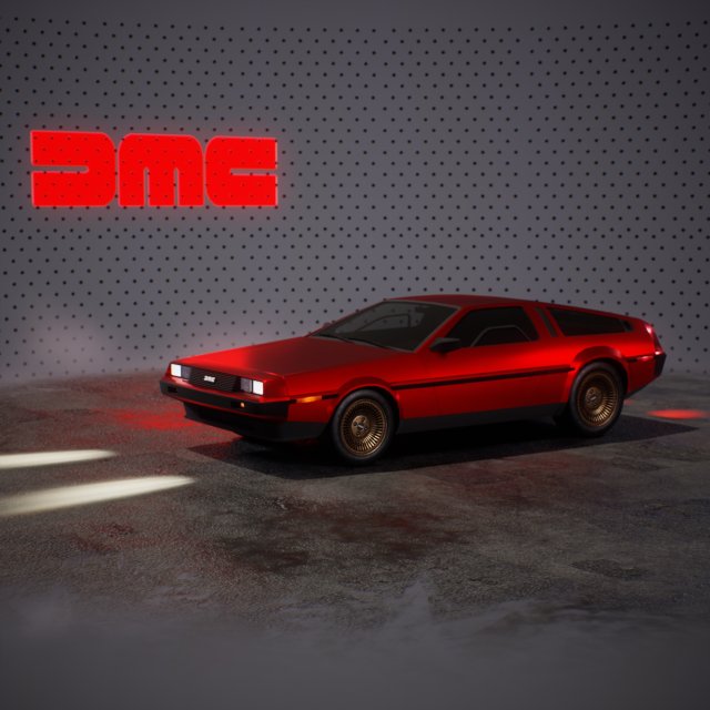 DeLorean DMC - 12 and showroom 3D 모델 .c4d .max .obj .3ds .fbx .stl .blend