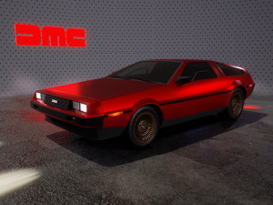 DeLorean DMC - 12 and showroom 3D 모델
