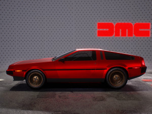 DeLorean DMC - 12 and showroom 3D 모델