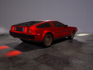 DeLorean DMC - 12 and showroom 3D 모델