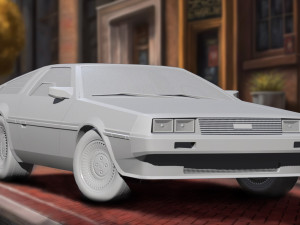 DeLorean DMC - 12 and showroom 3D 모델