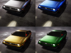 DeLorean DMC - 12 and showroom 3D 모델