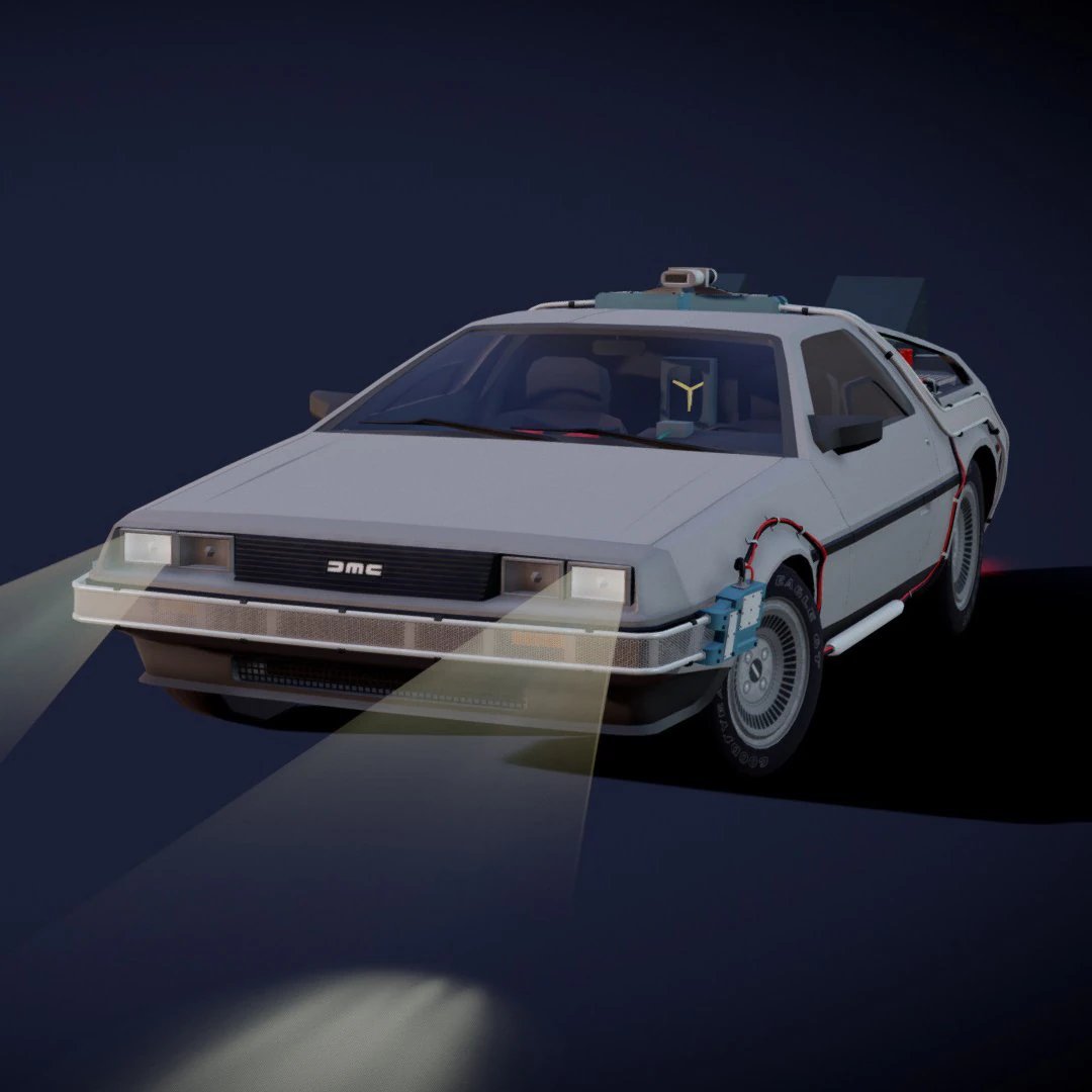 DeLorean DMC - 12 BTTF 3D Model .c4d .max .obj .3ds .fbx .stl .blend 