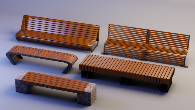 Bench set Model 3D .c4d .max .obj .3ds .fbx .stl .blend 