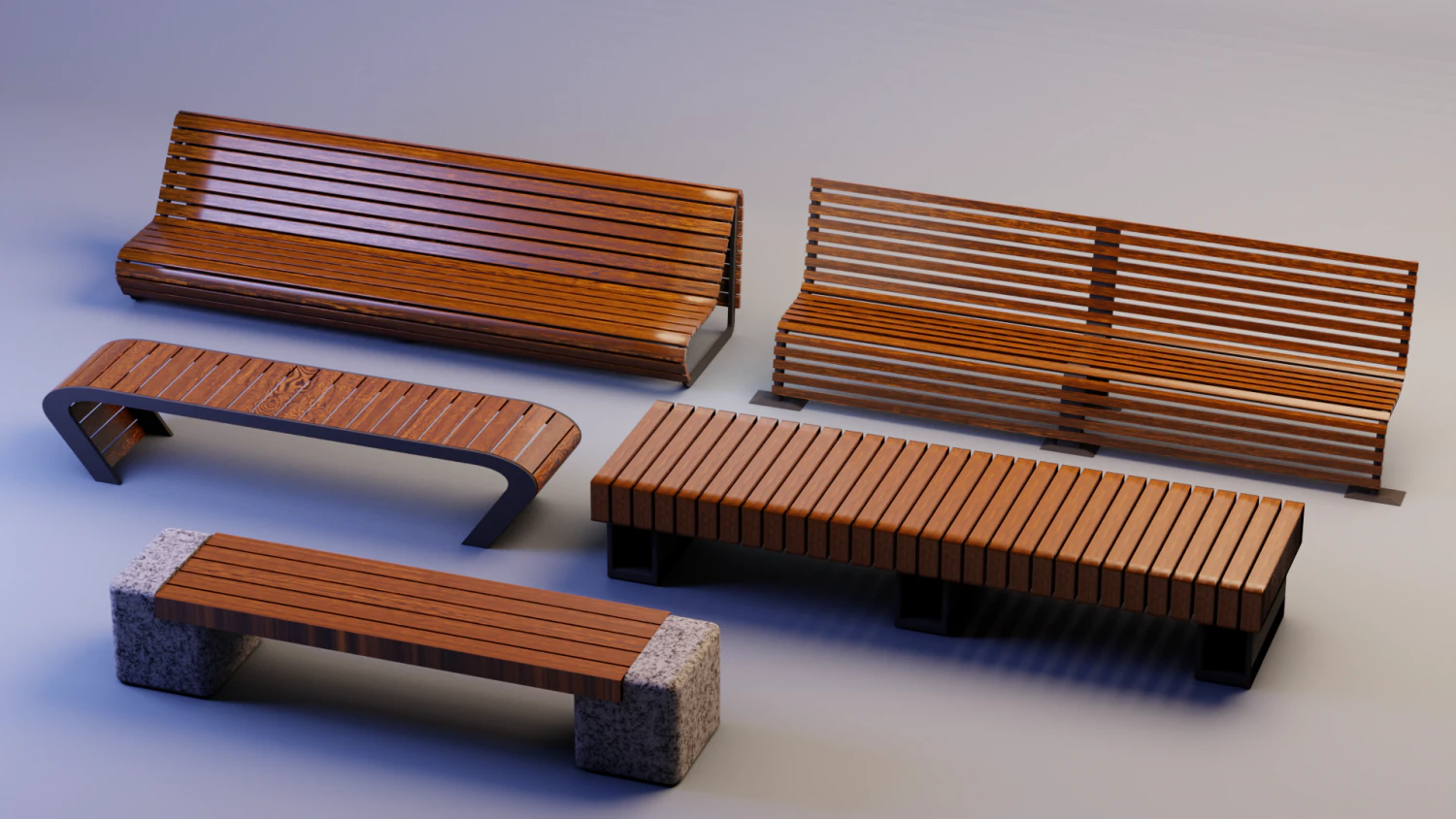 Bench set 3D Model .c4d .max .obj .3ds .fbx .stl .blend 