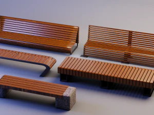 ベンチセット 3Dモデル