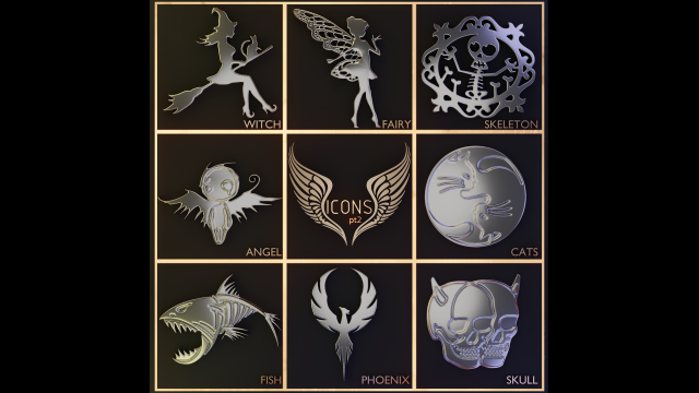 ICONS pt2 Model Cetak 3D .c4d .max .obj .3ds .fbx .stl .blend 