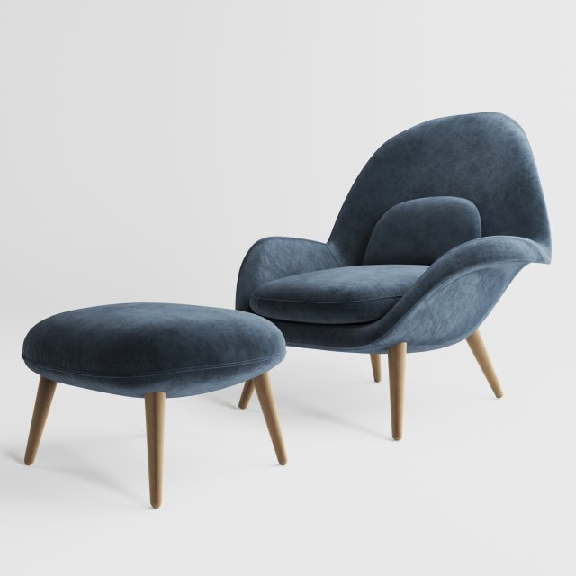 Swoon lounge chair 3D 模型 .c4d .max .obj .3ds .fbx .stl .blend 