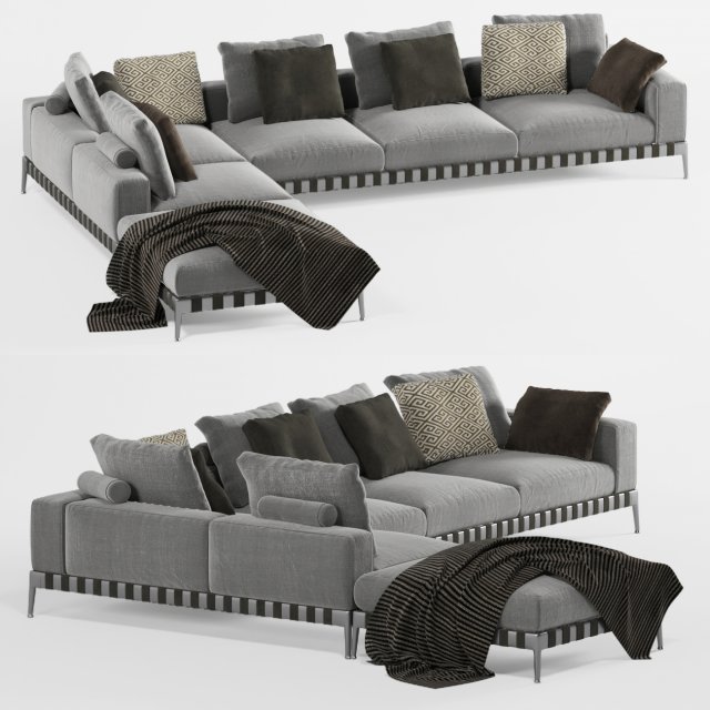 flexform gregory sofa 3D Model .c4d .max .obj .3ds .fbx .stl .blend 