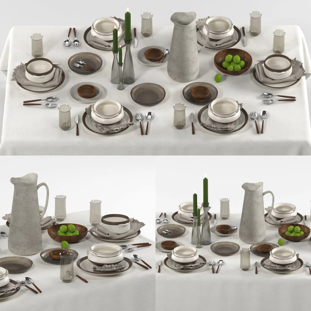 Tableware set 01 3D Model .c4d .max .obj .3ds .fbx .stl .blend 
