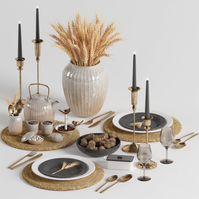 Tableware set04 3D 모델 .c4d .max .obj .3ds .fbx .stl .blend 
