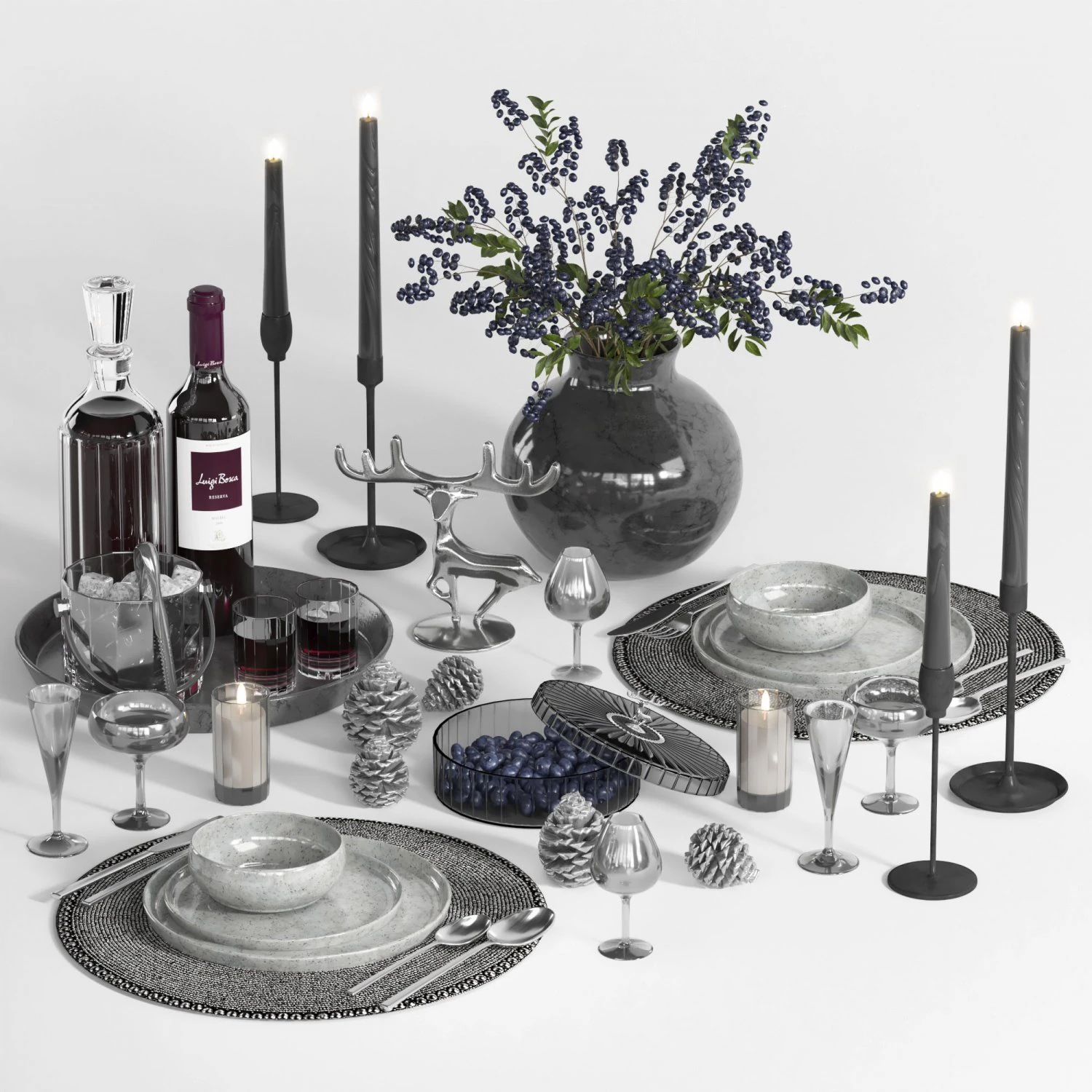 Tableware set05 3D Model .c4d .max .obj .3ds .fbx .stl .blend