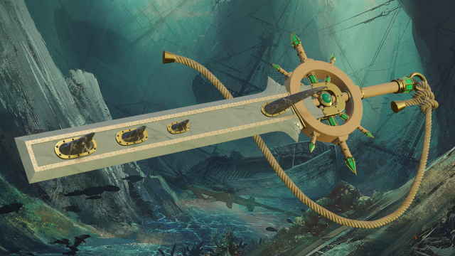 Sea Devil two-handed sword with a nautical style PBR game ready 3D Модель .c4d .max .obj .3ds .fbx .stl .blend 