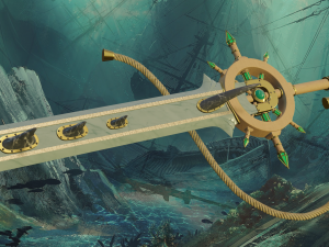 Sea Devil two-handed sword with a nautical style PBR game ready 3D मॉडल