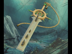 Sea Devil two-handed sword with a nautical style PBR game ready 3D Модель