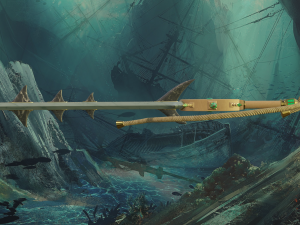 Sea Devil two-handed sword with a nautical style PBR game ready 3D Модель