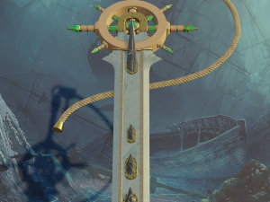Sea Devil two-handed sword with a nautical style PBR game ready 3D Модель