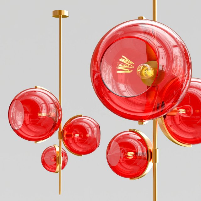designer luminaire with three glass shades Modelo 3D .c4d .max .obj .3ds .fbx .stl .blend 