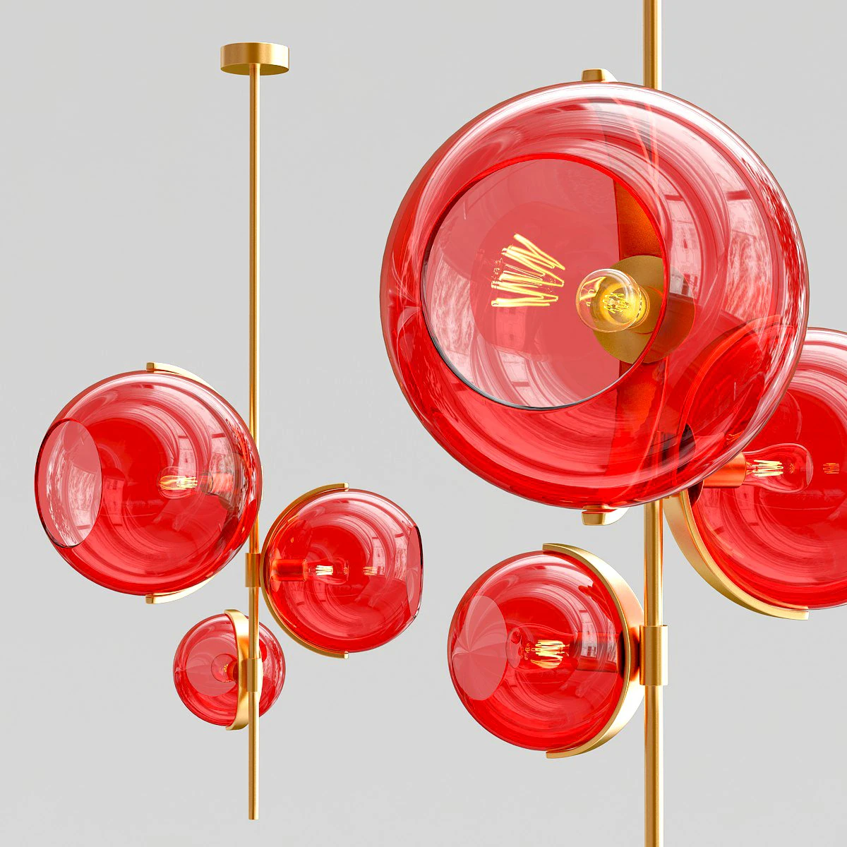 designer luminaire with three glass shades 3D Model .c4d .max .obj .3ds .fbx .stl .blend 