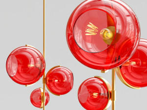 designer luminaire with three glass shades 3D 모델