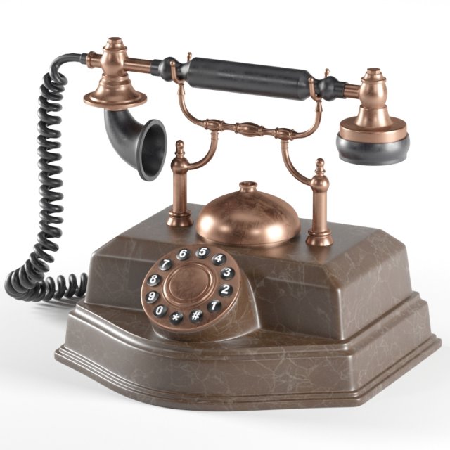 antique telephone 3D Model .c4d .max .obj .3ds .fbx .stl .blend