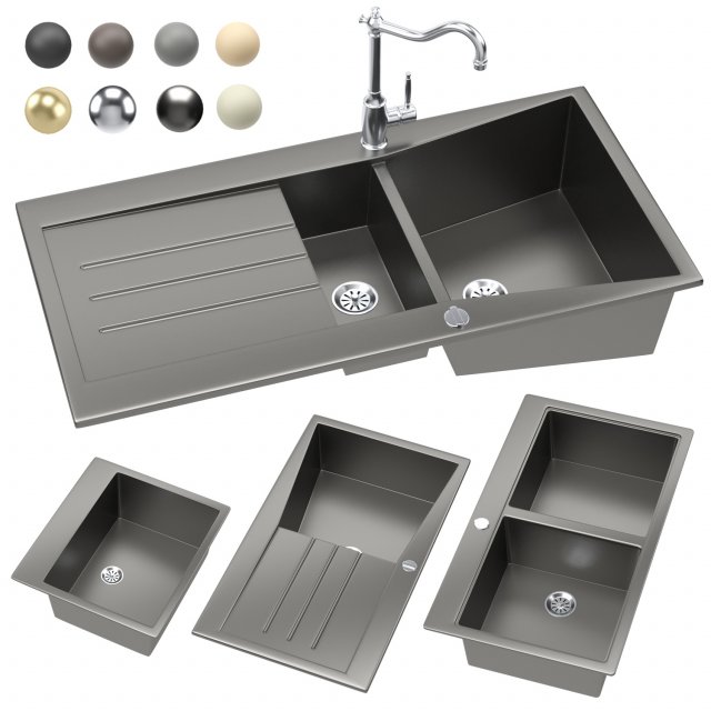 Sink with faucet schock Modelo 3D .c4d .max .obj .3ds .fbx .stl .blend 