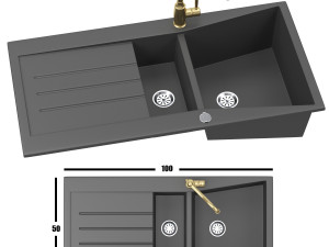 Sink with faucet schock Modelo 3D