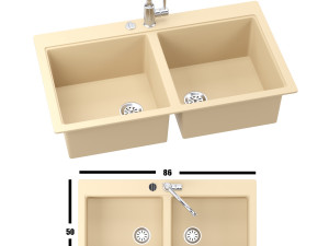 Sink with faucet schock Modelo 3D