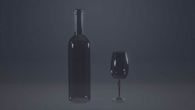 Wine bottle Wine glass Model 3D .c4d .max .obj .3ds .fbx .stl .blend 