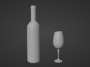 Wine bottle Wine glass Model 3D
