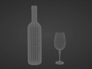 Wine bottle Wine glass 3D Model
