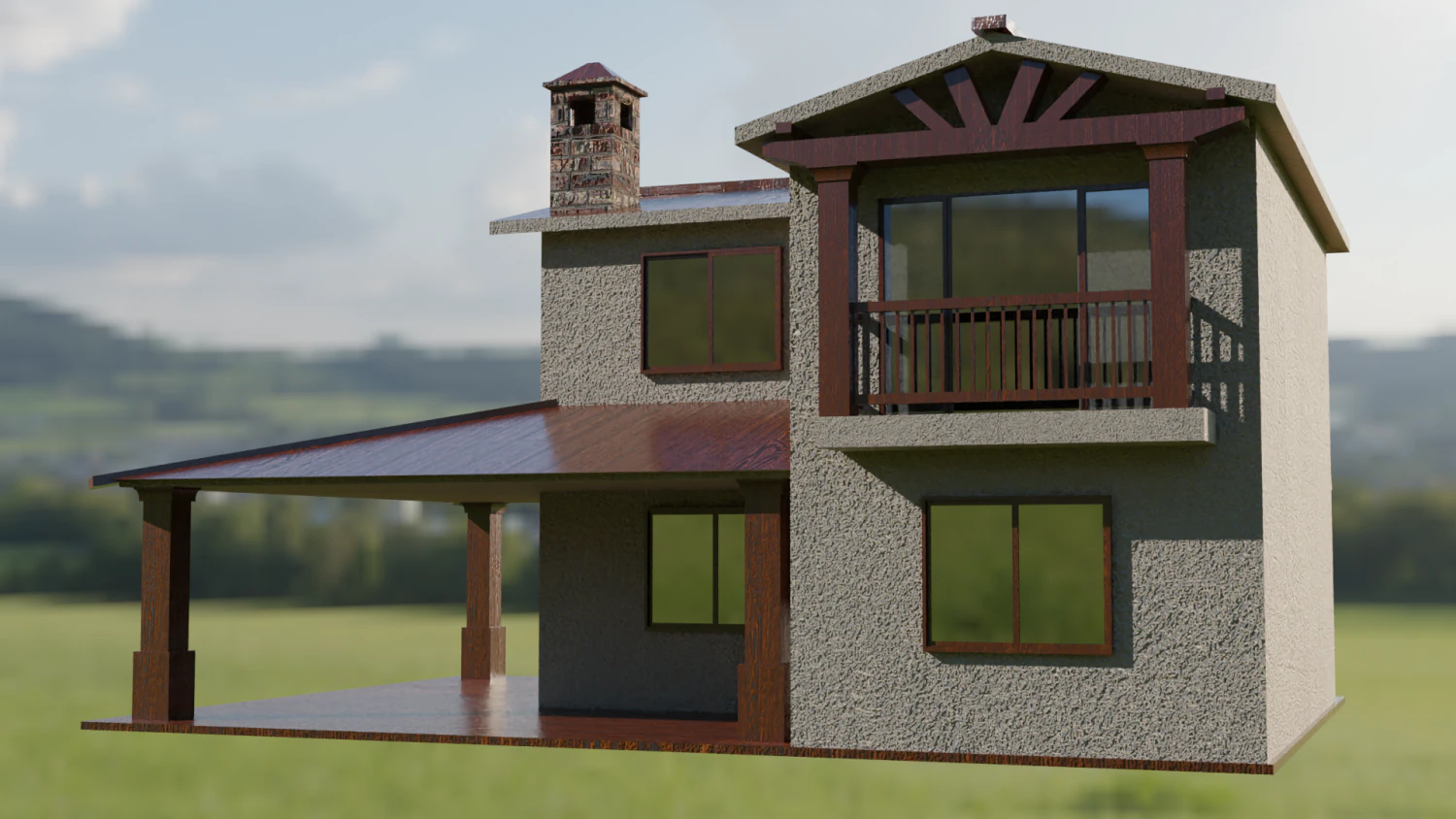Rustic house 3D Model .c4d .max .obj .3ds .fbx .stl .blend 