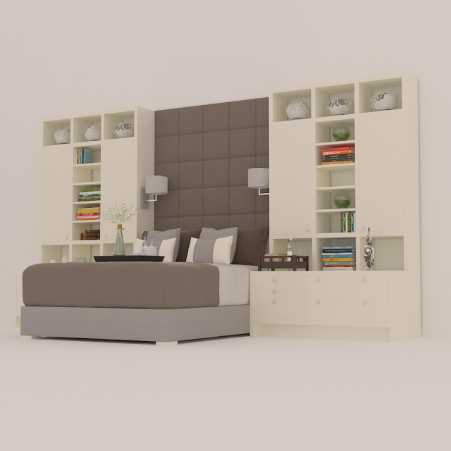 double bed 3D Model .c4d .max .obj .3ds .fbx .stl .blend 