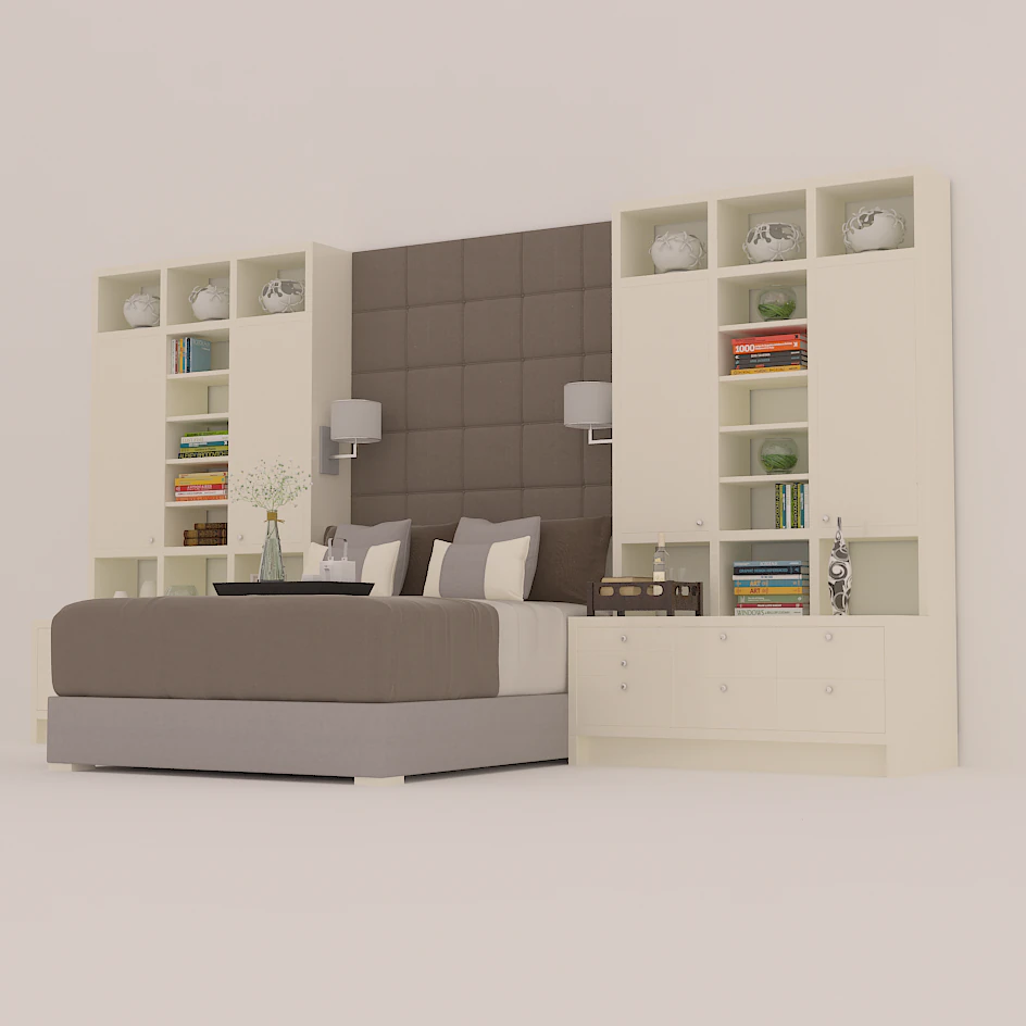 double bed 3D Model .c4d .max .obj .3ds .fbx .stl .blend 