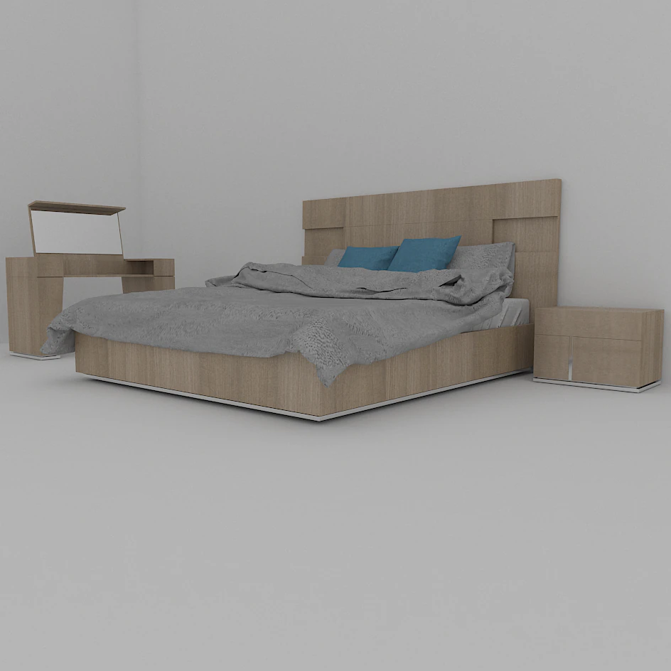 double bed 3D Model .c4d .max .obj .3ds .fbx .stl .blend