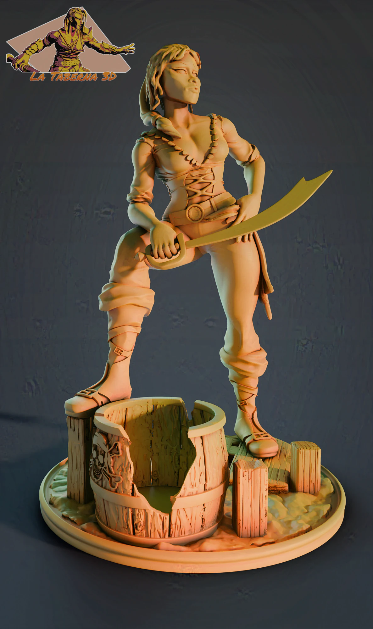 Pirate girl 3D Print Model .c4d .max .obj .3ds .fbx .stl .blend 