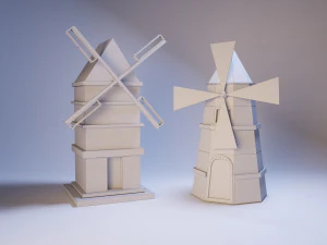 set farm windmills low poly 3D Model