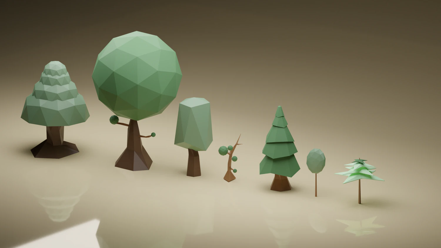 low poly trees 3D Model .c4d .max .obj .3ds .fbx .stl .blend 