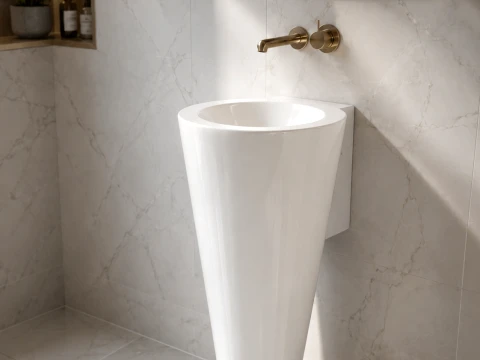 Modern Pedestal Round Wash Basin 3D Model