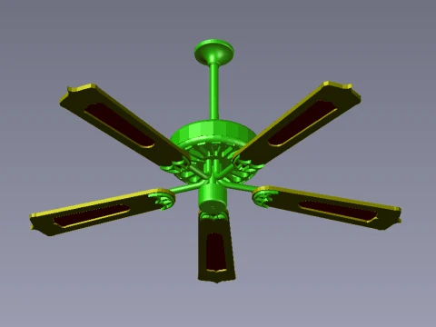 Classic 5-Blade Ceiling Fan 3D Model