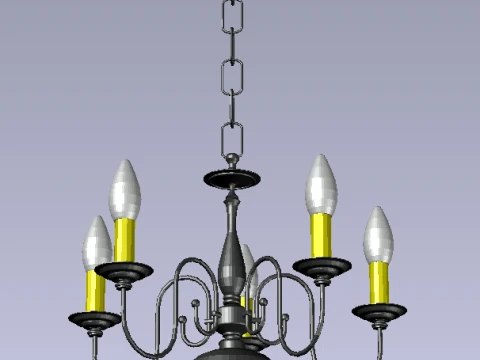 Classic 5-Light Candle Chandelier 3D Model