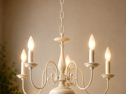 Classic 5-Light Candle Chandelier 3D Model