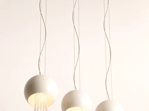 Modern Triple Crystal Globe Chandelier 3D Model