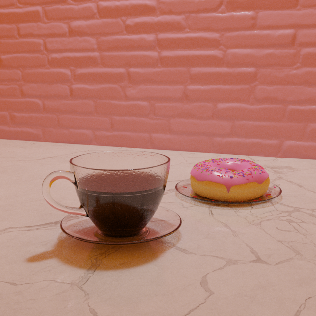 donut and cup of coffee 3D मॉडल .c4d .max .obj .3ds .fbx .stl .blend 