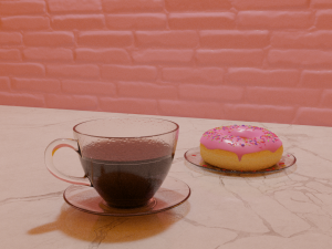donut and cup of coffee 3D मॉडल