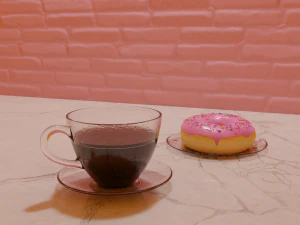 donut e x&iacute;cara de caf&eacute; Modelo 3D