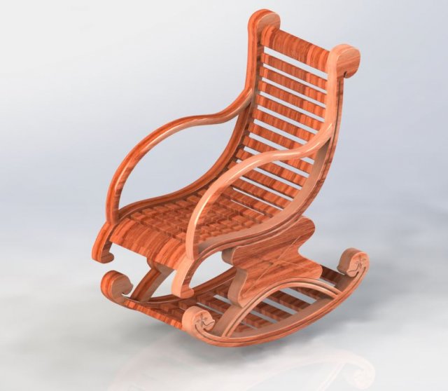 Rocking chair  3D Model .c4d .max .obj .3ds .fbx .lwo .lw .lws