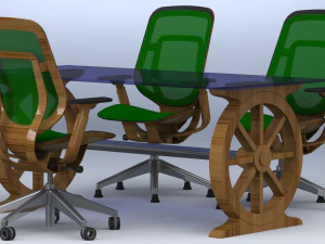의자 메쉬 사무용 가구 테이블 회의 3D 모델
