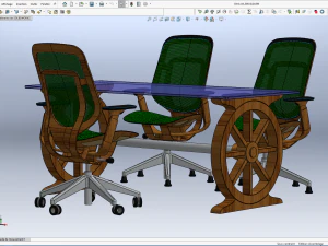 의자 메쉬 사무용 가구 테이블 회의 3D 모델